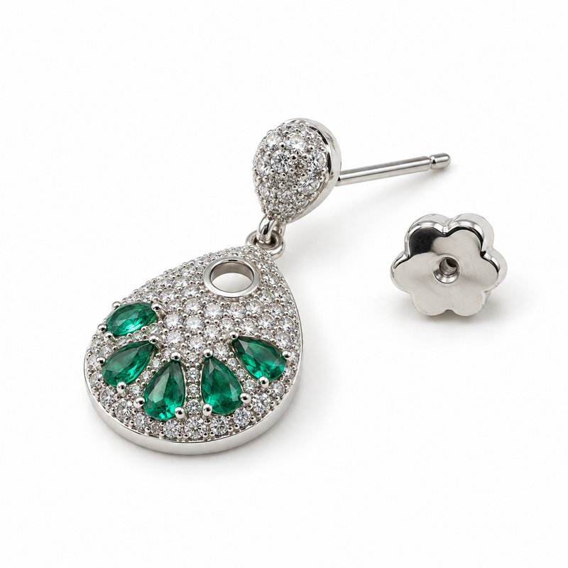 The silver flower screw-back fastening