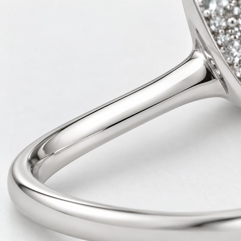 Close view of the polished ring band